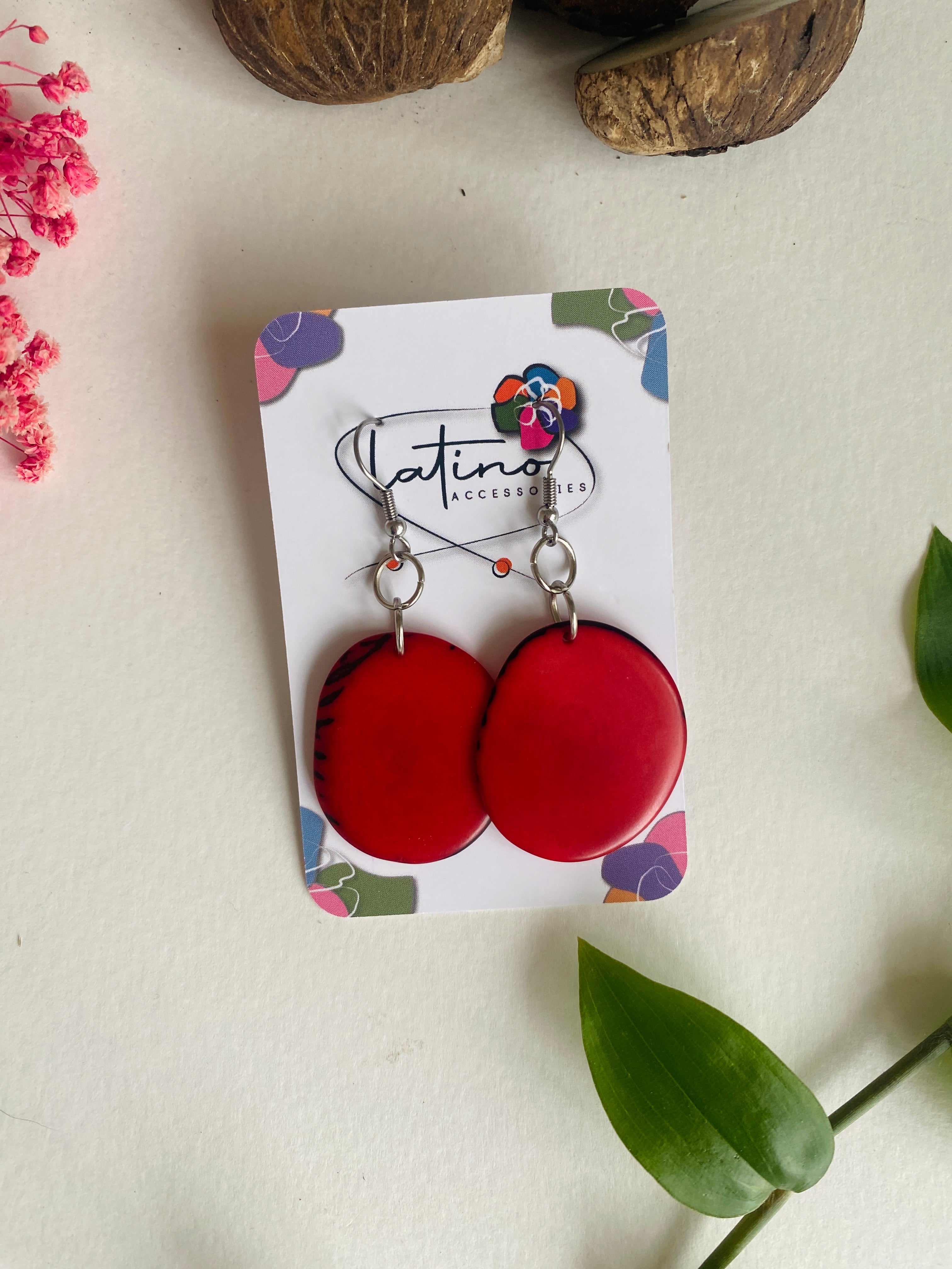 Tagua Earring - Red